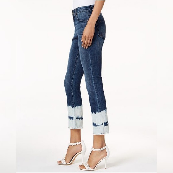 INC Petite Tie-Dyed-Cuff Skinny Ankle Jeans - Picture 3 of 4